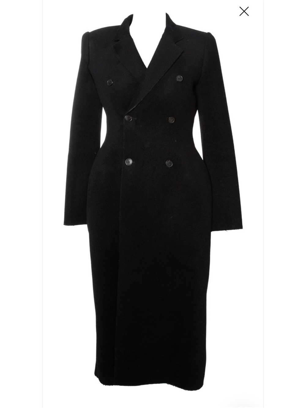 COLLECTORS Balenciaga Black Double-Breasted Hourglass Coat Mens 44, WOMENS FR36